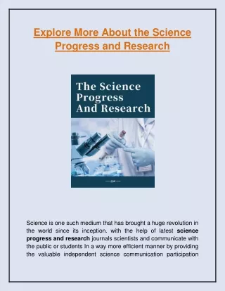 Explore More About the Science Progress and Research