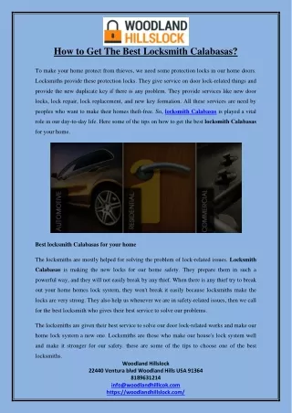 how to get the best locksmith calabasas