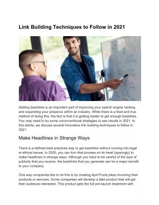 Link Building Techniques to Follow in 2021