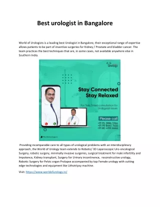 best urologist in bangalore