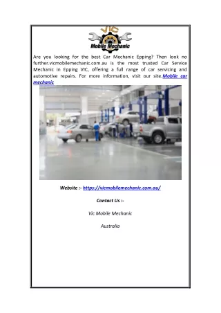 Get Mobile Car Mechanic | Vicmobilemechanic.com.au