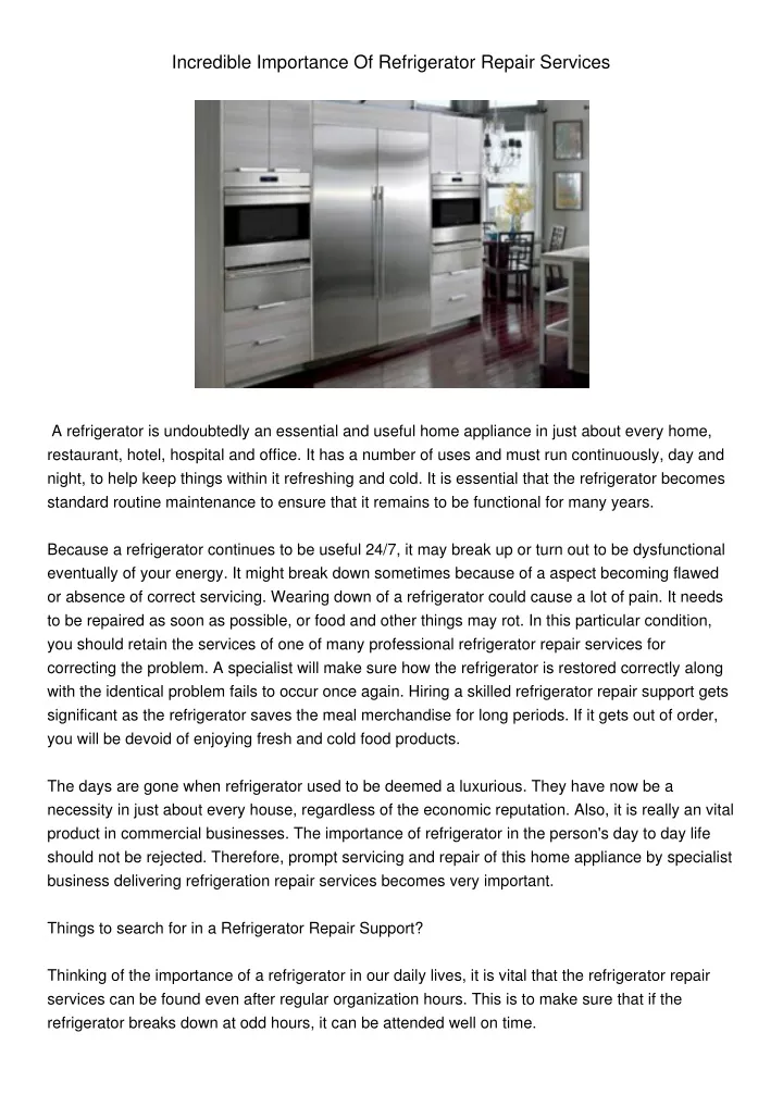 incredible importance of refrigerator repair