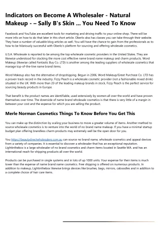 indicators on become a wholesaler natural makeup
