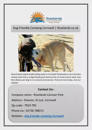 Dog Friendly Camping Cornwall | Roselands.co.uk