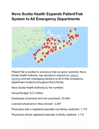 Nova Scotia Health Expands PatientTrak System to All Emergency Departments