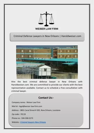 Criminal Defense Lawyers in New Orleans | Haroldweiser.com