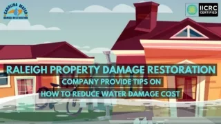 Raleigh Property Damage Restoration Company provide Tips on How to Reduce Water Damage Cost