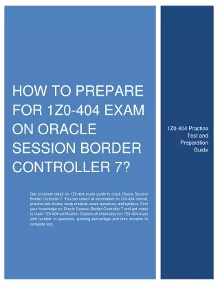how to prepare for 1z0 404 exam on oracle session