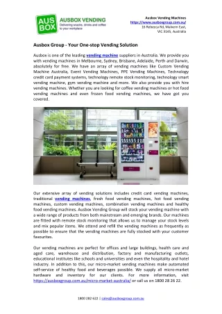 ausbox vending machines https www ausboxgroup