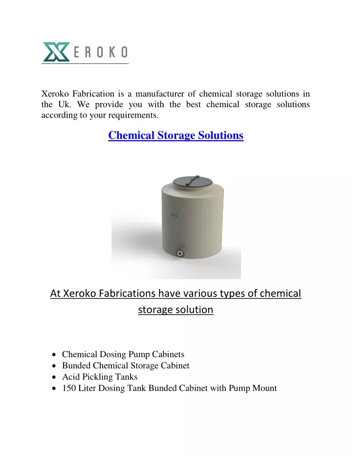 xeroko fabrication is a manufacturer of chemical