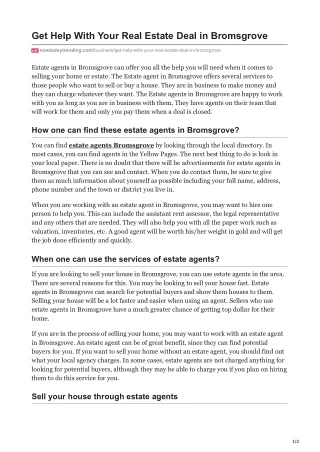 Get Help With Your Real Estate Deal in Bromsgrove