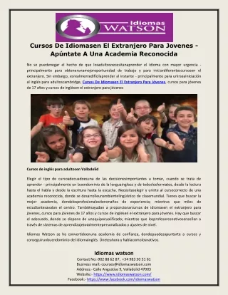 Cursos De Idiomasen El Extranjero Para Jovenes - Apúntate A Una Academia Reconocida
