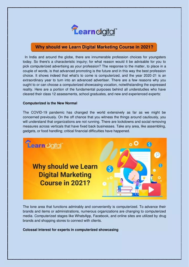 why should we learn digital marketing course