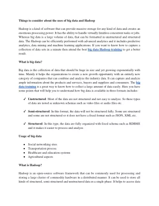 things to consider about the uses of big data