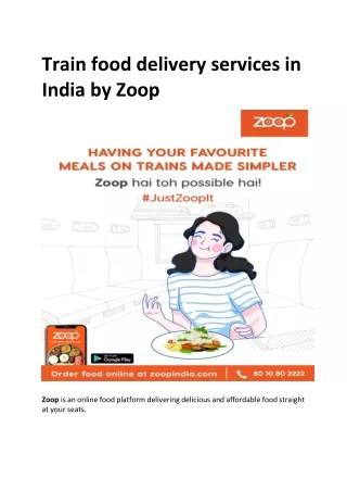 Order Food Delivery in Train at your seat by Zoop