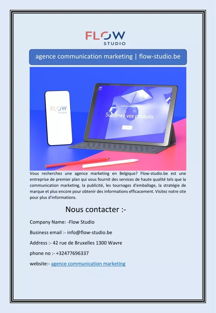agence communication marketing flow studio be