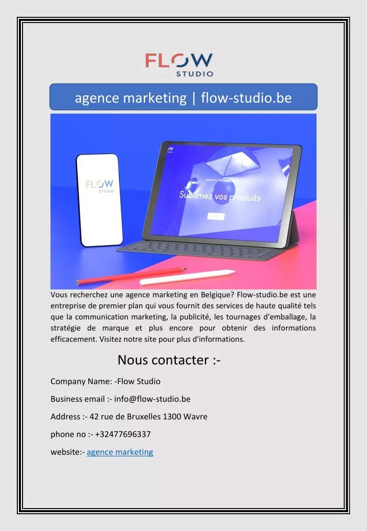 agence marketing flow studio be