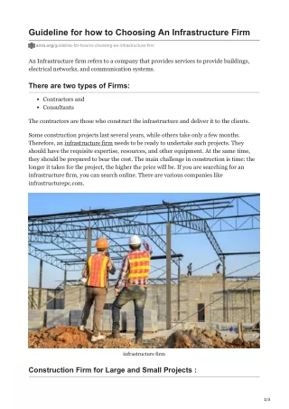 guideline for how to choosing an infrastructure