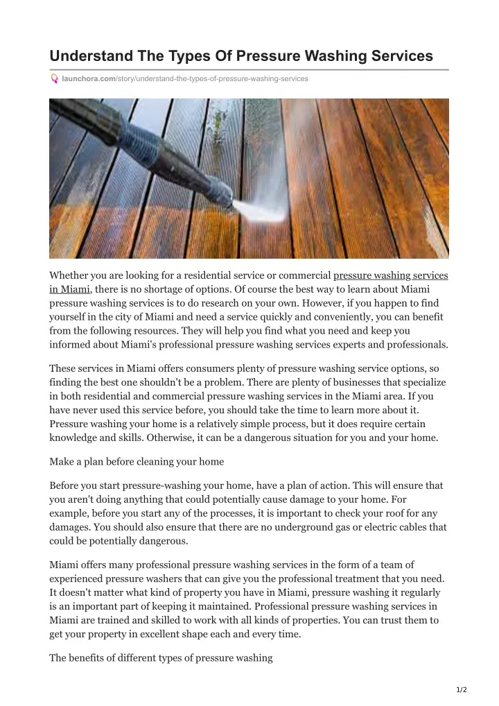 understand the types of pressure washing services