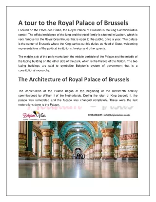A tour to the Royal Palace of Brussels