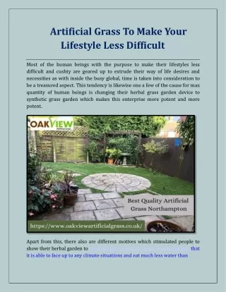 artificial grass to make your lifestyle less difficult