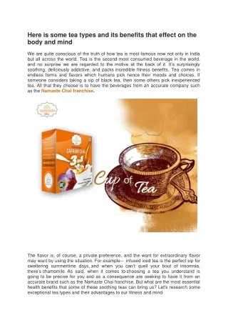 here is some tea types and its benefits that