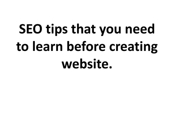 seo tips that you need to learn before creating website