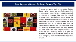 Best Mystery Novels To Read Before You Die