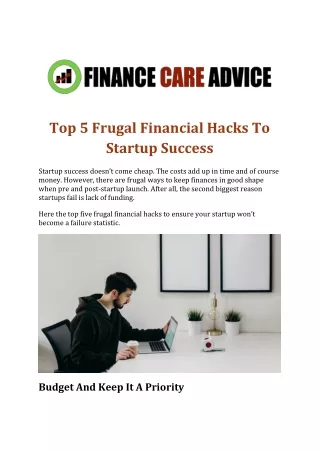 Top 5 Frugal Financial Hacks To Startup Success