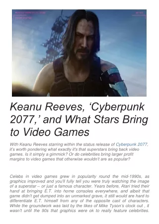 keanu reeves cyberpunk 2077 and what stars bring