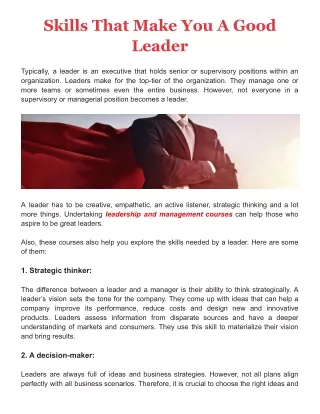 skills that make you a good leader