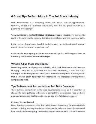 6 Great Tips To Earn More In The Full Stack Industry