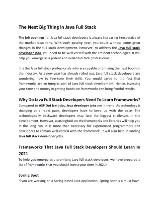 The Next Big Thing in Java Full Stack