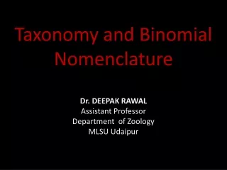 Taxonomy and binomial nomenclature