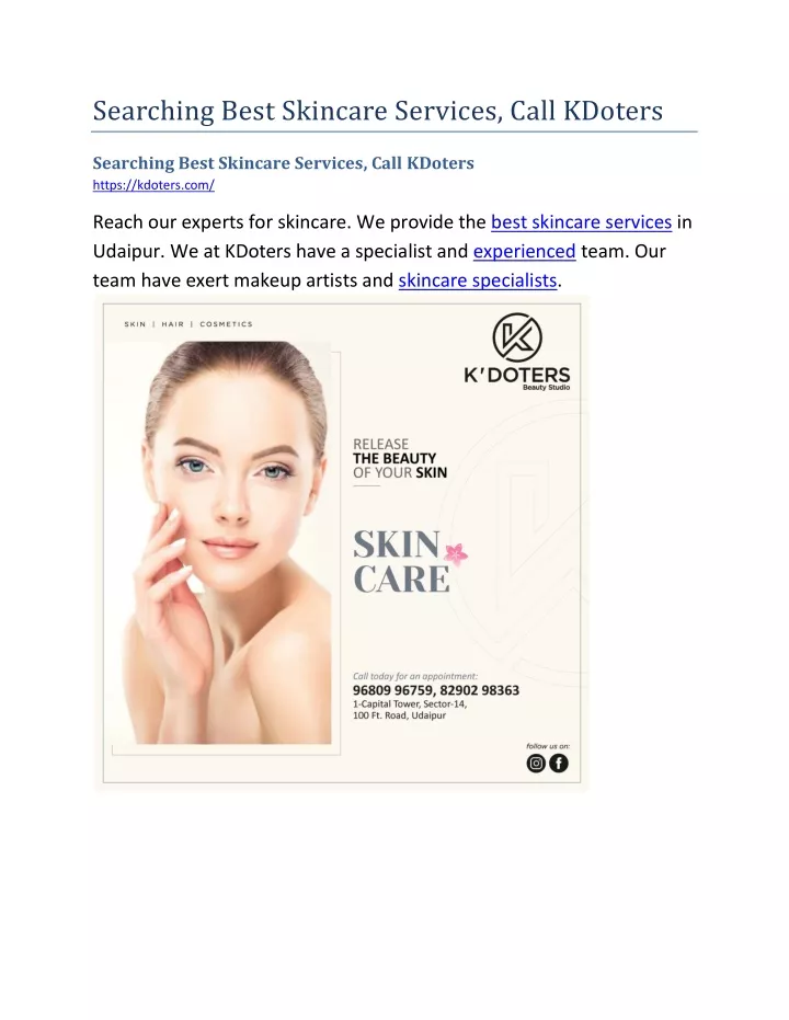 searching best skincare services call kdoters