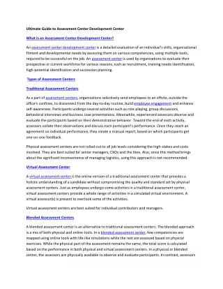ultimate guide to assessment center development