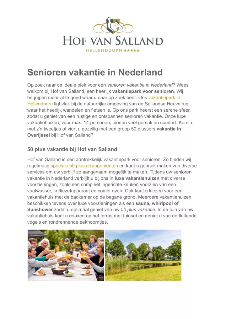 senioren vakantie in nederland