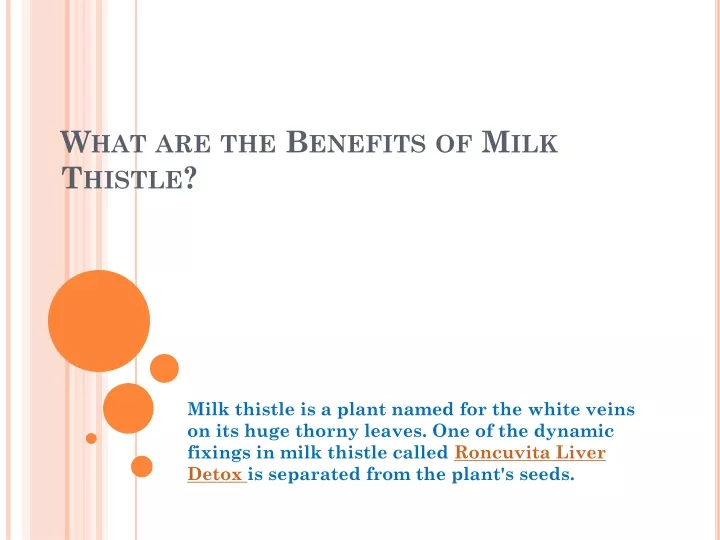 what are the benefits of milk thistle