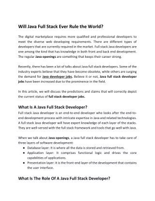 Will Java Full Stack Ever Rule the World?