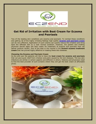 get rid of irritation with best cream for eczema