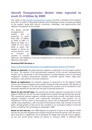 the report on the aircraft transparencies market