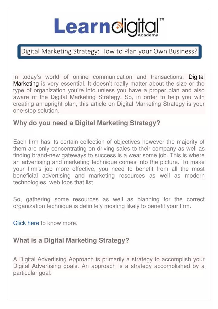 digital marketing strategy how to plan your
