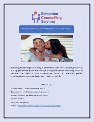 Relationship Counselling Edmonton | Edmontoncounsellingservices.ca