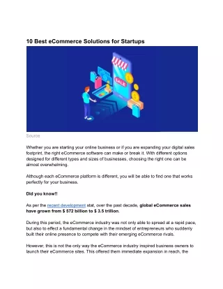 10 best ecommerce solutions for startups