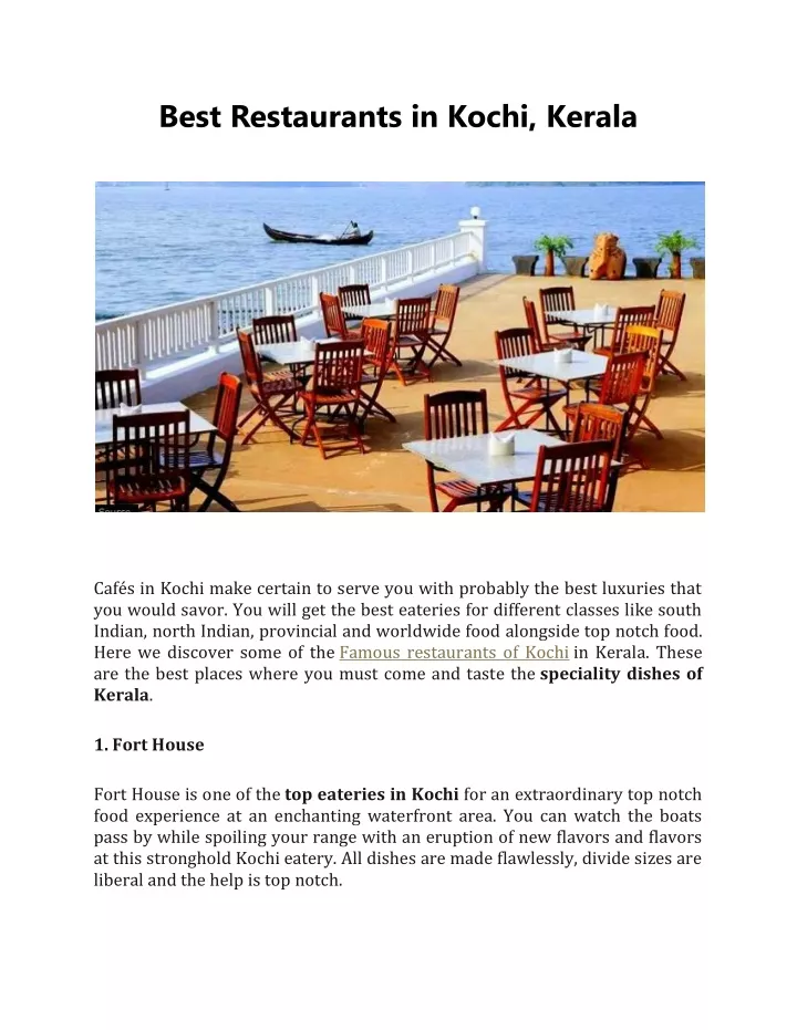 best restaurants in kochi kerala