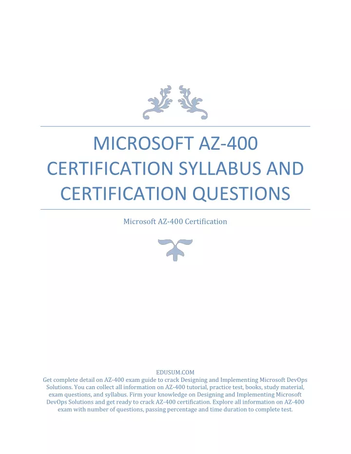 microsoft az 400 certification syllabus
