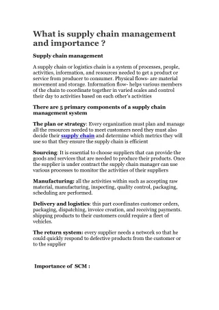 What is supply chain management and importance ?