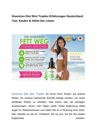 Greenture Diet Slim Tropfen Erfahrungen Deutschland Test, Kaufen & Höhle Der Löwen