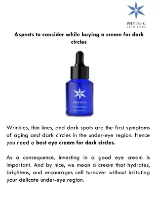 aspects to consider while buying a cream for dark