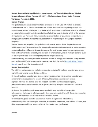 market research future published a research